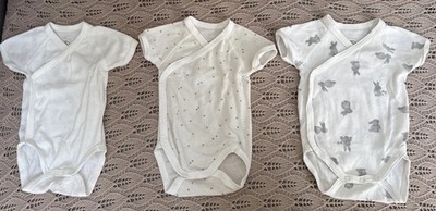 Petit Bateau 3-teiliger Kurzarm Body, 1 Monat, Top Zustand, Hase 