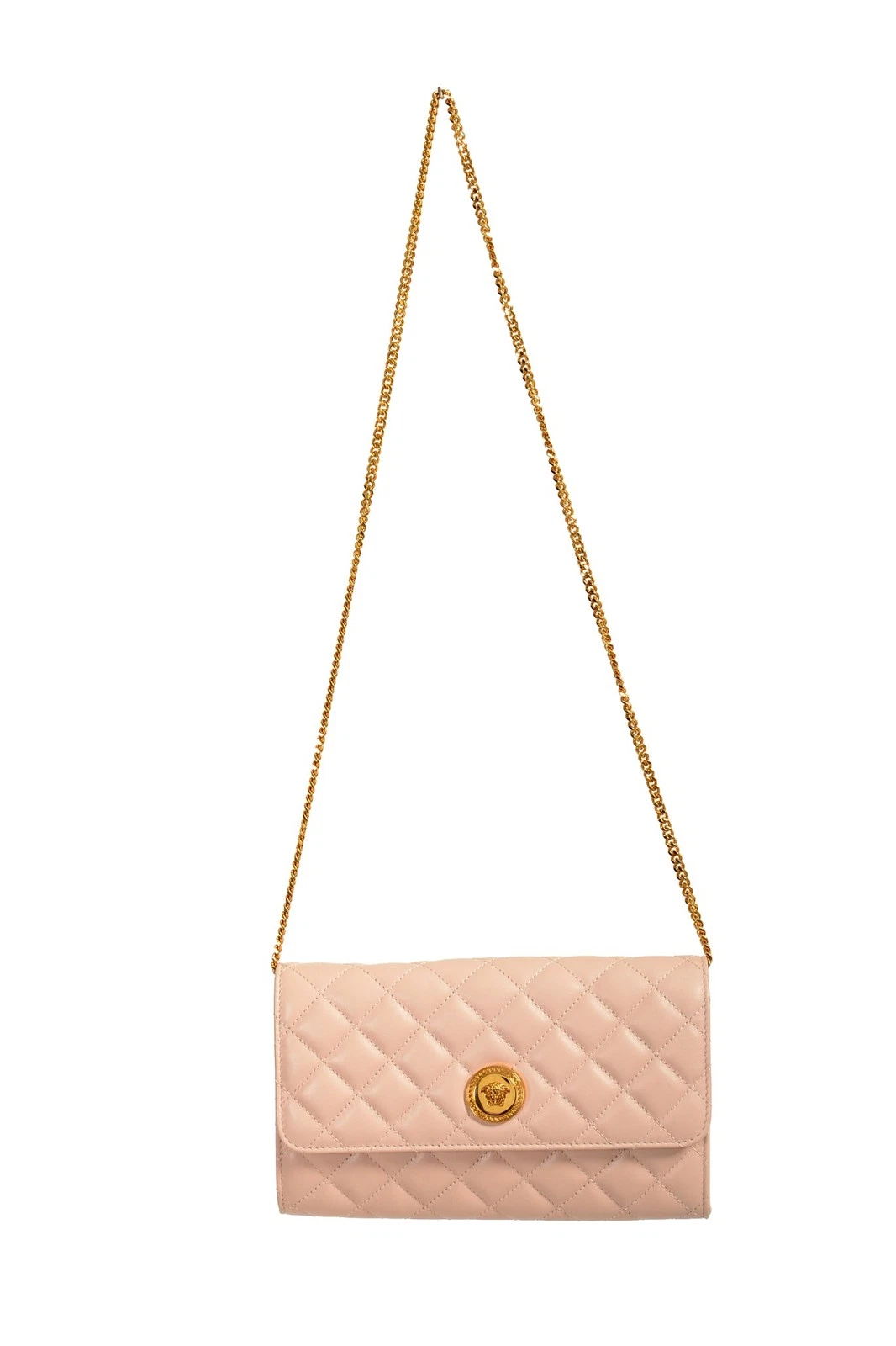 Versace — Versace Women's Leather Gold Medusa Quilted Clutch Chain Wallet Shoulder Bag