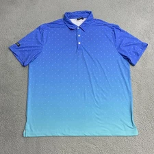 Sunday Swagger Polo Shirt Mens 2XL Blue Palm Tree Performance Golf Polyester