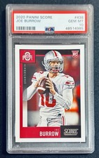 2020 JOE BURROW ROOKIE CARD PANINI SCORE #438 OHIO STATE PSA 10 GEM MINT. rookie card picture