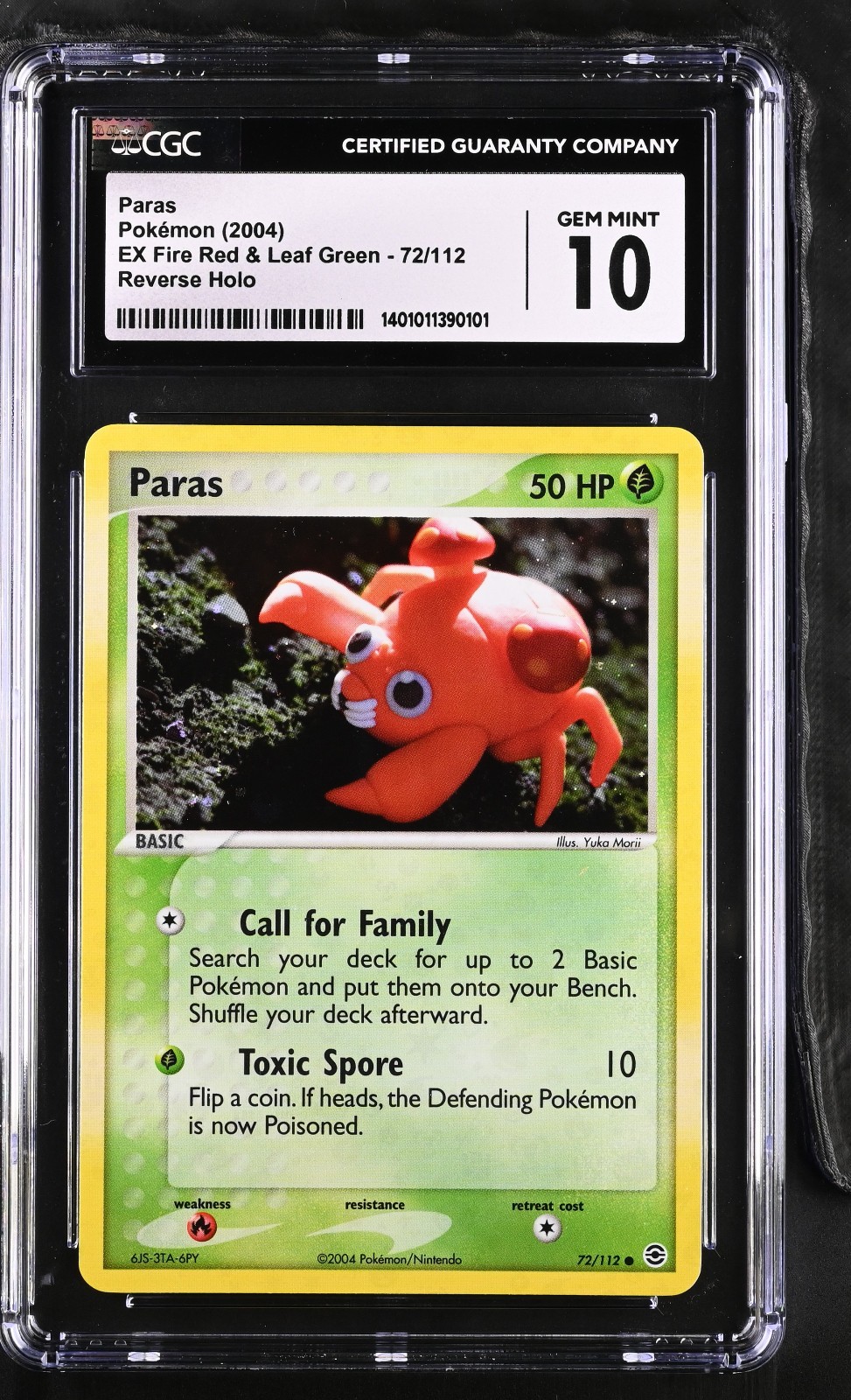 CGC 10 GEM MINT Paras EX Fire Red & Leaf Green 72/112 Reverse Holo Pokemon Card