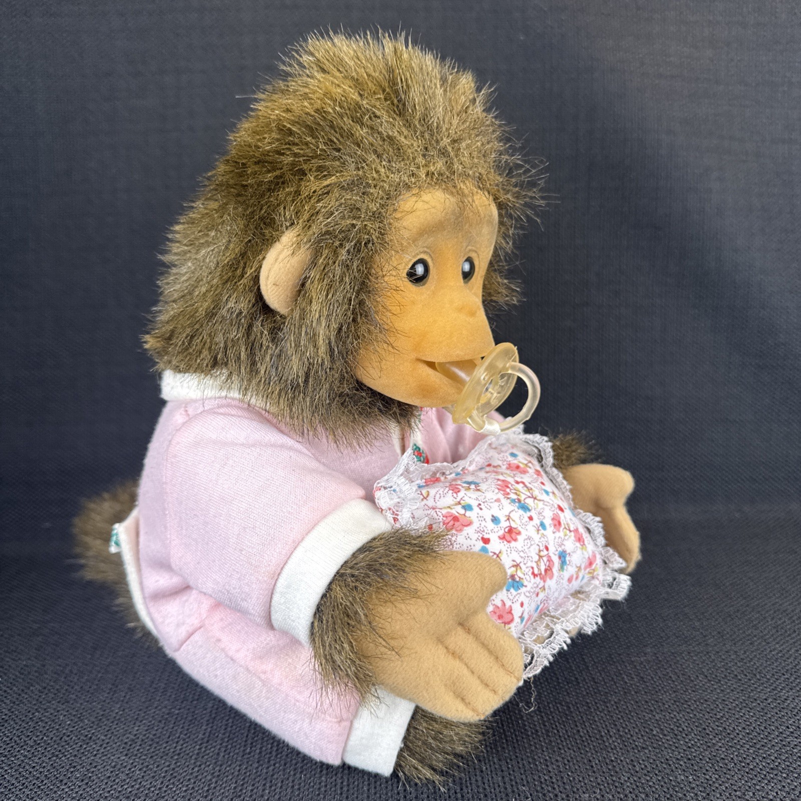 Hosung Baby Monkey Pacifier Pink Pillow 10" Plush Stuffed Animal Vintage 1994