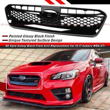For 15-17 Subaru Wrx Sti Va Oe Style Gloss Black Front Upper Mesh Grill Grille