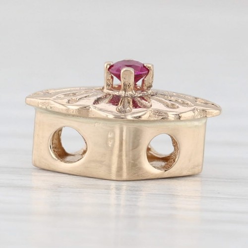 Round Ruby Solitaire Slide Bracelet Charm 14k Yellow Gold Richard Glatter - Picture 3 of 5