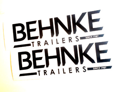 BEHNKE TRAILER Decals Stickers  (Set of 2) gloss BLACK 18'' fast USA