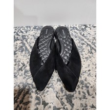 Birdies The Swan Black Suede Pointed Toe Mules Slides Flats Wmns Size 7 Quilted