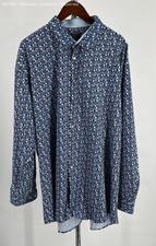 Shaquille O'neal Big Fit Men's Blue Floral Button Up Dress Shirt - Size XL