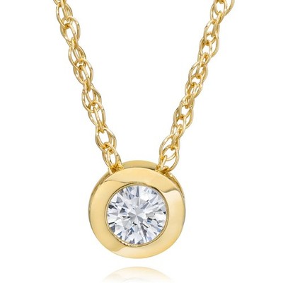 14K Gelbgold 1/4 ct runder Diamant Solitär Einfassung Anhänger Halskette 18''