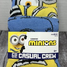 NWT Minions Crew Socks 6 Pack Men s Size 8-12 Illumination Despicable Me Novelty
