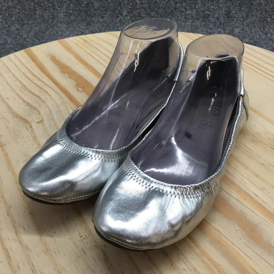 Ana Shoes Womens 8 Wide Joy Ballet Flats Silver Casual Low Top Comfort Slip On - Image 3 of 4