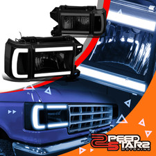 2pcs Led Drl Smokedclear Headlight Lamps For 1987-1991 F150 F250 F350 Bronco