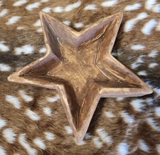  Carved Wooden STAR Dough Bowl Primitive Wood Trencher Tray Rustic Home Decor