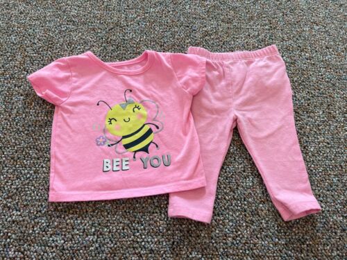 Garanimals Girls Pink Bee Top & Ruffle Leggings 3-6M - 第 1/4 張圖片