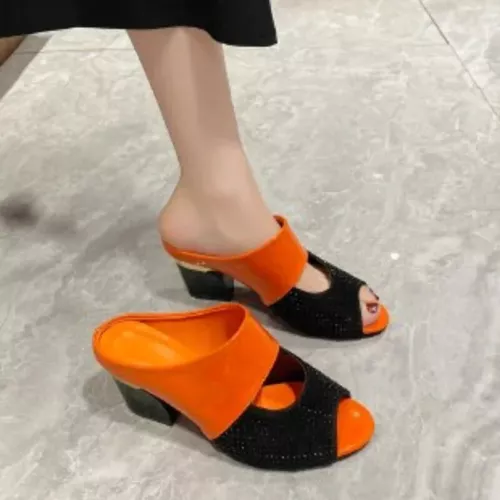 Damen Sandalen Eckiger Absatz Pumps Mode Sommer High Heels Pantoletten Hausschuhe Schuhe - Bild 5 von 21