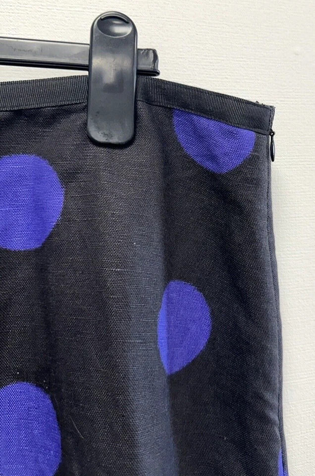 NEW! Laura Ashley UK20 dark grey / violet circles linen/cotton-blend lined skirt - Image 3 of 4