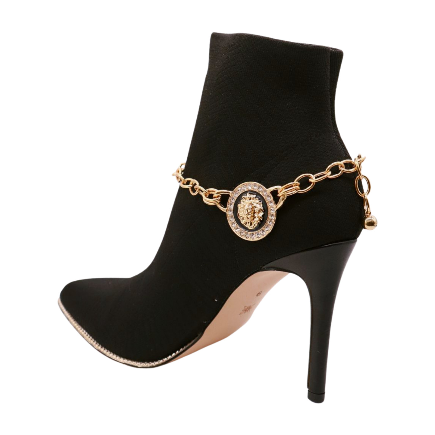 Women Gold Metal Chain Boot Bracelet Shoe Lion Coin Charms Travel Trip Accessory