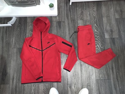 red nike tech tracksuit