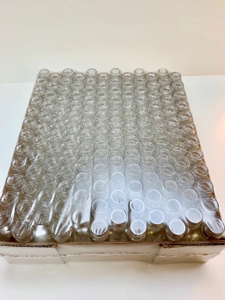 144 botellas vacías de vidrio transparente liso de 1/3 oz 10 ml SIN TAPAS NI RODILLO Foto 2 de 2
