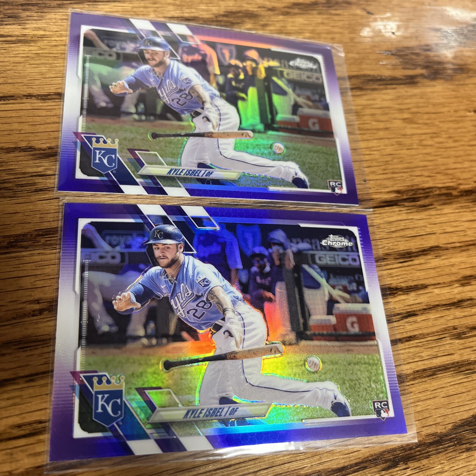 2021 Topps Chrome Update-Purple Parallel-Kyle Isbel RC #USC98 X 2 ROOKIE ROYALS