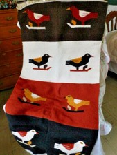Wall Hanging, Weaving, Hand Woven Bird Design, 26" X 52", Vintage 