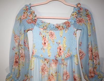 AAKAA Women's/Junior's Blue Floral Maxi Dress SZ S On/Off Shoulder Slit | eBay AAKAA Women's/Junior's Blue Floral Maxi Dress SZ S On/Off Shoulder Slit | eBay