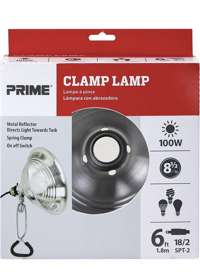 Prime CL050506 8.5 in. Reflector Clamp Lamp w/6-feet 18/2 SPT-2 Cord (Pack of 6) - Image 2 of 4