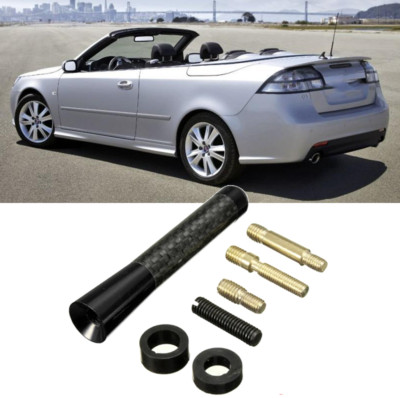 3'' Short Carbon Black Antenna Mast Radio AM/FM For SAAB 9-3 CABRIO 1999-2011