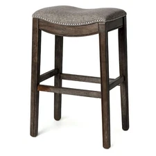 Maven Lane Adrien Backless Saddle Kitchen Bar Stool, Walnut Finish