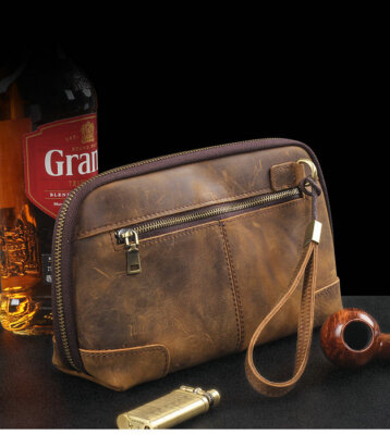 Crazy horse leather handmade multi-functional retro tobacco pipe bag