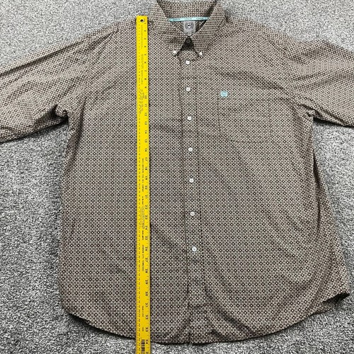 Cinch Shirt Men XXL Brown Button Down Geometric Print Long Sleeve Western Cowboy - Picture 8 of 13