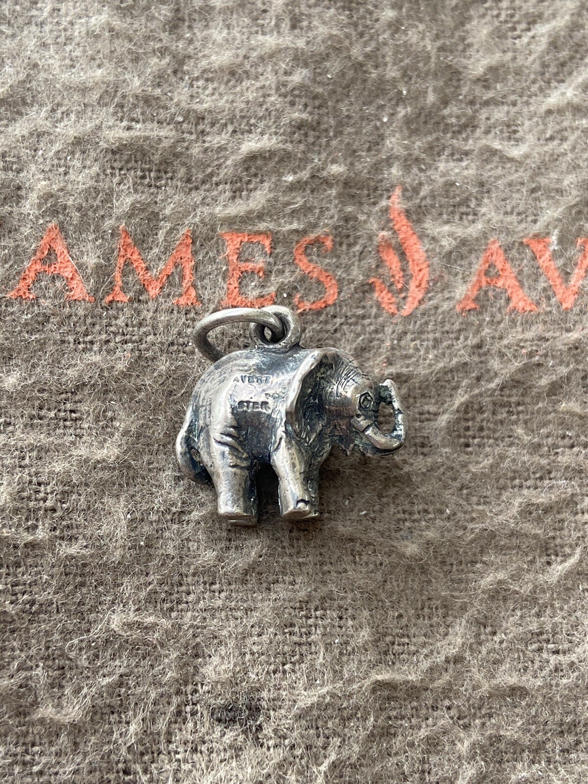 James Avery Retired 3D Elephant Charm Sterling Silver Gem