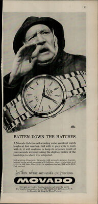 1959 Movado Watch Batten Down The Hatches Man Yelling Vintage Print Ad 2125