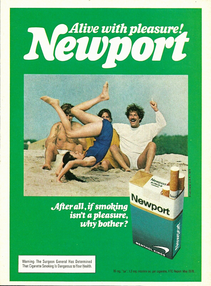 pleasure cigarettes 1979 Newport Cigarettes Beach Couples Alive With Pleasure vintage Print Ad