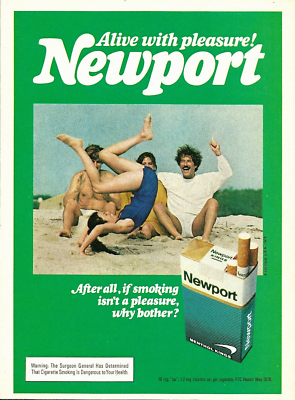 1979 Newport Cigarettes Beach Couples Alive With Pleasure vintage Print Ad
