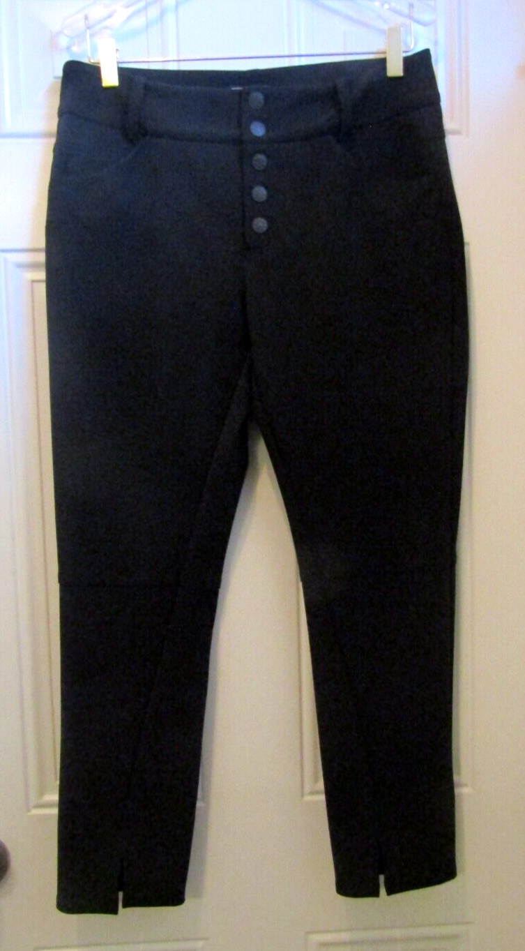 Indies Pantalon Trousers NWT Black Button Front Pants Retail $199 Womens Size 42