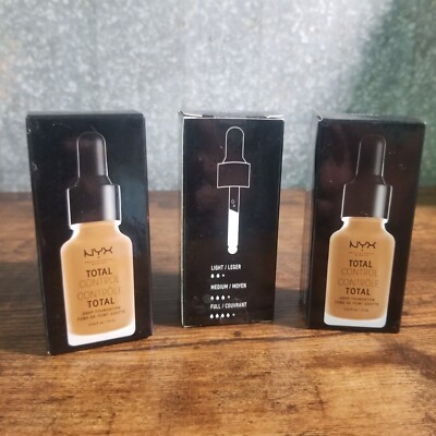 (Lot Of 3) NYX Total Control Drop Foundation TCDF16.5 Light/Medium/Full.Make Up