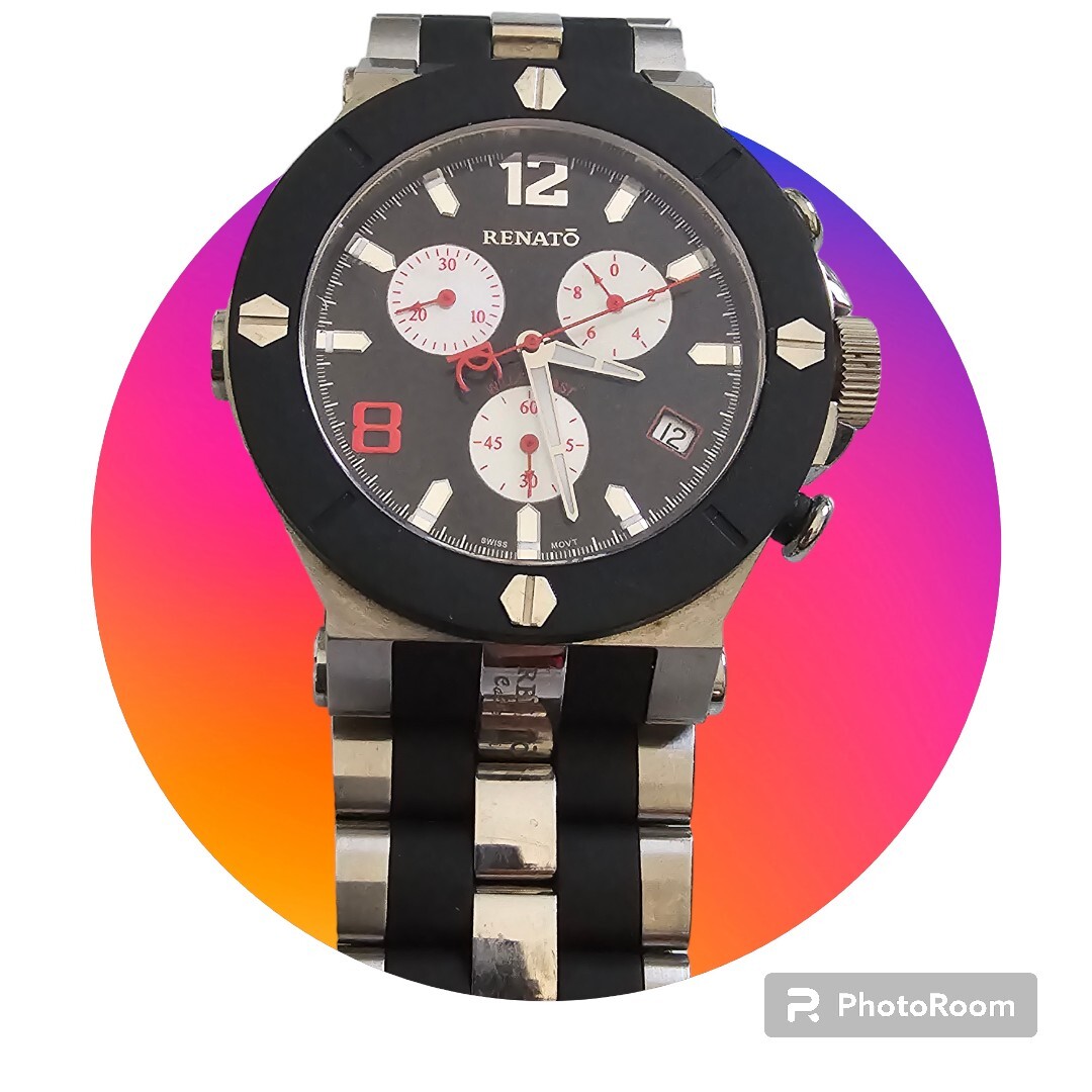 Renato Wilde Beast Men's Watch, Swiss ETA G10, Black/SS Rubber