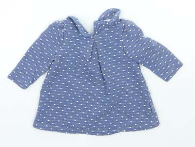 NEXT Mädchen T-Shirt blau gepunktet Baumwollmischung Größe 3-6 Monate