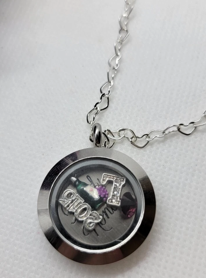 Оригами сова Золотая буква L 2015 винная бутылка фиолетовый кристалл медальон сердце ожерелье - Изображение 3 из 4