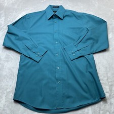 Omega Italy Shirt Mens Medium M Green Button Front Casual Dress