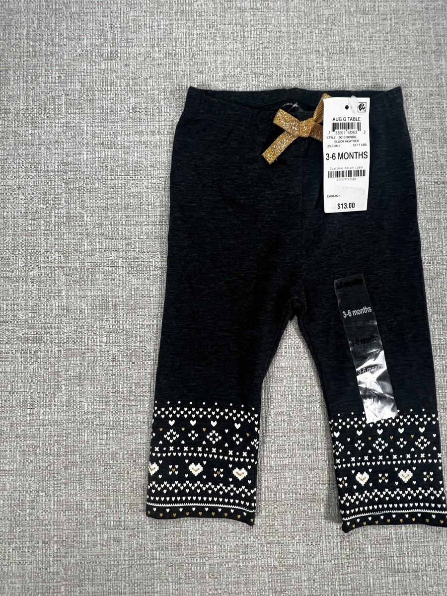 First Impressions 3-6 Months Pants Gray Hearts Elastic Stretch