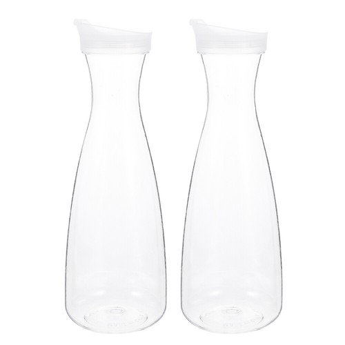 2 Pcs Transparent Juice Bottle Decanters Stainless Water Cold Carafes