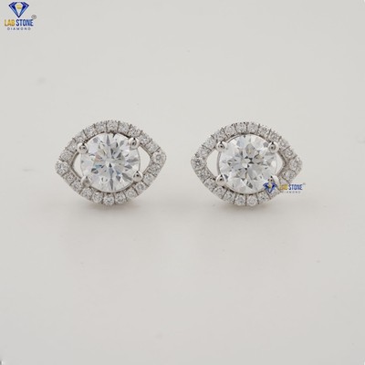 2.543 TCW Round cut  Labgrown Diamond Earring 925 silver Labstone