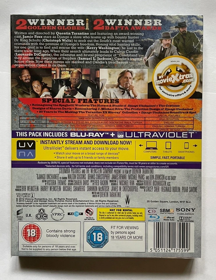 Django Unchained - UK Release Blu-ray [Region Free] New & sealed in shrinkwrap - Image 2 of 2