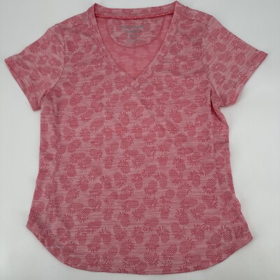 Tommy Bahama Shirt Women s XS Pink Pineapple Island Zone V Neck Performance
