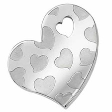Jewelry Stainless Steel Heart Charm w/ Engraved Heart Design and Cut Out Heart