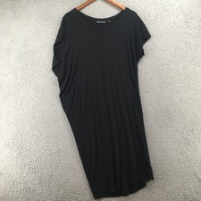 Athleta Tshirt Dress Womens M Black Short Cap Sleeve Pullover Casual Round Neck