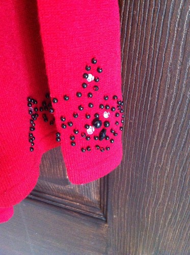 COVINGTON WOMAN RED SWEATER KNIT TOP EMBELLISHED HOLIDAY 24 26 W - 第 4/5 張圖片