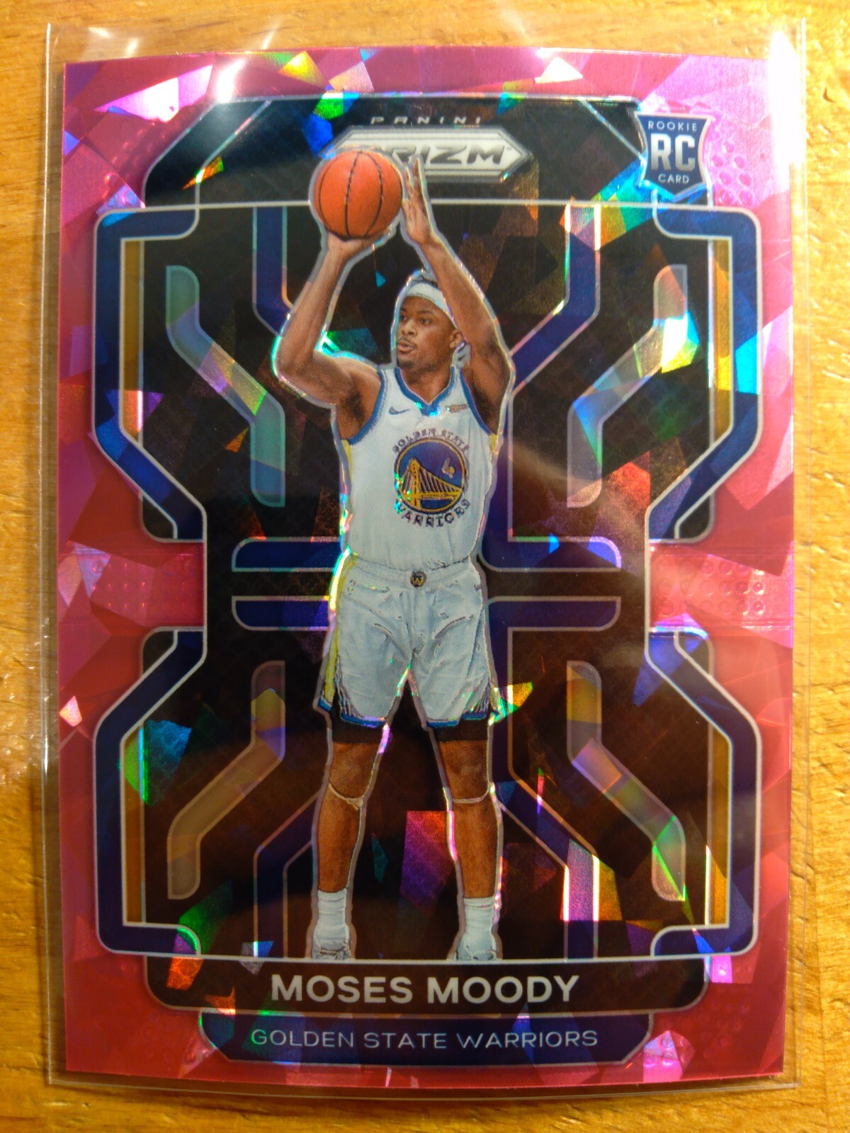 MOSES MOODY 2021 PRIZM PINK CRACKED ICE ROOKIE RC #308! WARRIORS NBA ARKANSAS [|