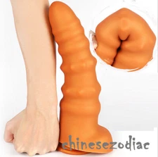 Huge Ribbed Penis Dildo Dong Butt Plug Sucker G-spot Women Masturbator Sex Toys